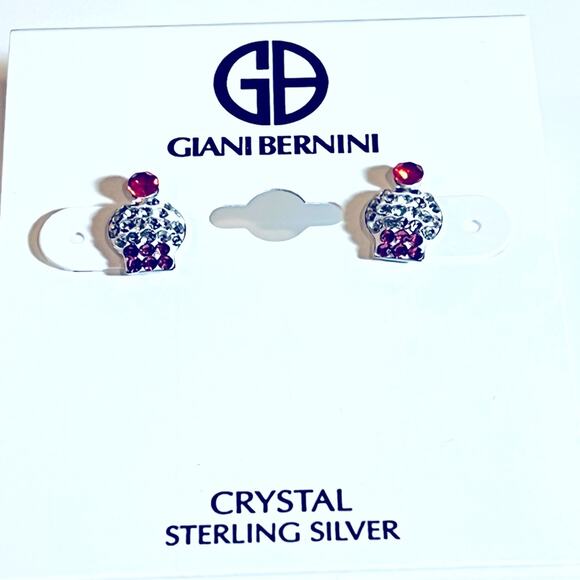 NEW Giani Bernini Sterling Silver & Pave Crystal CUPCAKE EARRINGS Stud Post 1/2” - Picture 3 of 4